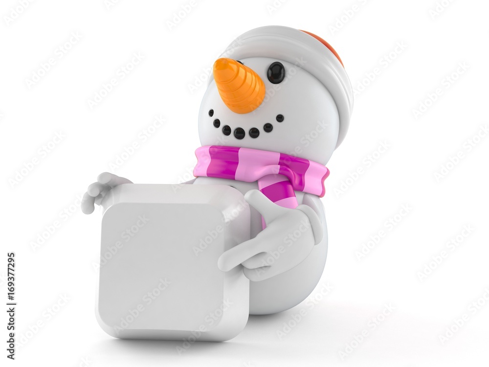 Snowman character with blank keyboard key