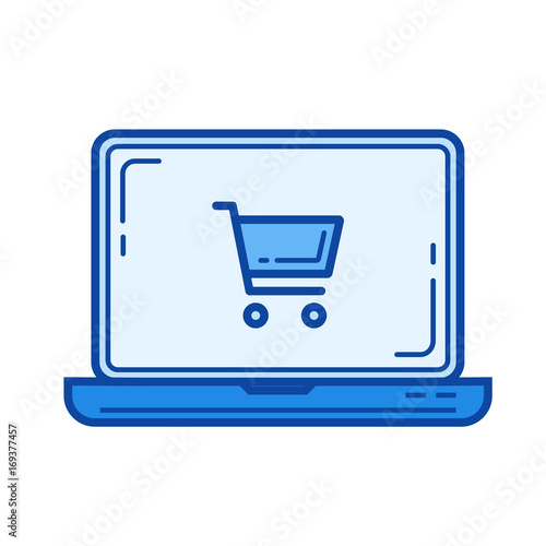 Online shopping vector line icon isolated on white background
