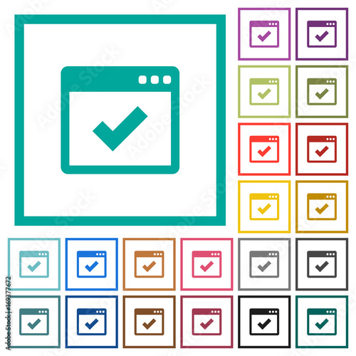 Application ok flat color icons with quadrant frames