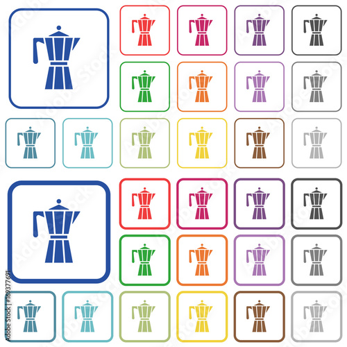 Coffee maker outlined flat color icons