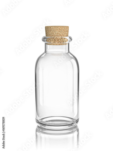 Glass empty bottle with cork