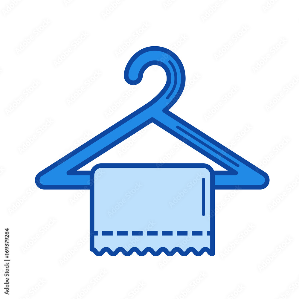 Towel vector line icon isolated on white background. Towel line icon for infographic, website or app. Blue icon designed on a grid system. Towel vector line icon isolated on white background. Towel line icon for infographic, website or app. Blue icon designed on a grid system.