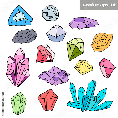 set of colored gems