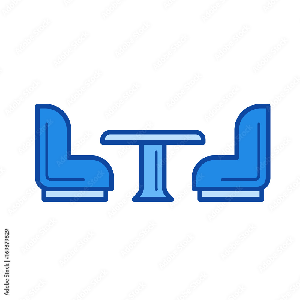 Kitchen furniture vector line icon isolated on white background. Kitchen furniture line icon for infographic, website or app. Blue icon designed on a grid system. Kitchen furniture vector line icon isolated on white background. Kitchen furniture line icon for infographic, website or app. Blue icon designed on a grid system.