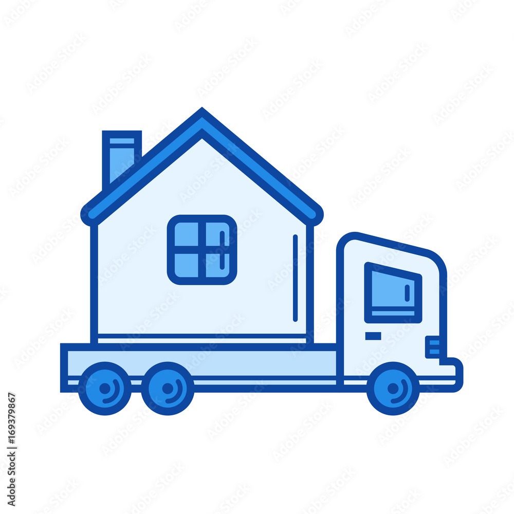 Motorhome vehicle vector line icon isolated on white background. Motorhome vehicle line icon for infographic, website or app. Blue icon designed on a grid system. Motorhome vehicle vector line icon isolated on white background. Motorhome vehicle line icon for infographic, website or app. Blue icon designed on a grid system.