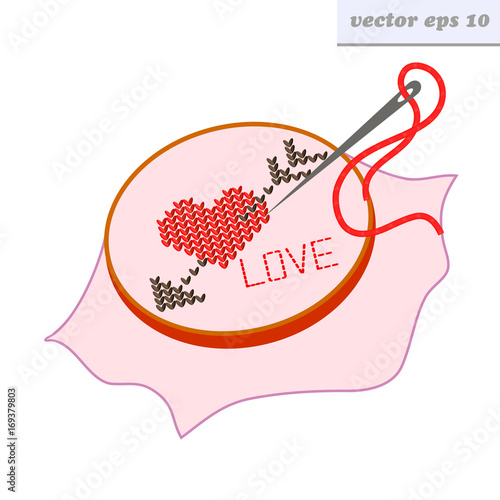 embroidered arrow heart