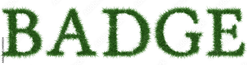 Badge - 3D rendering fresh Grass letters isolated on whhite background. Badge - 3D rendering fresh Grass letters isolated on whhite background.