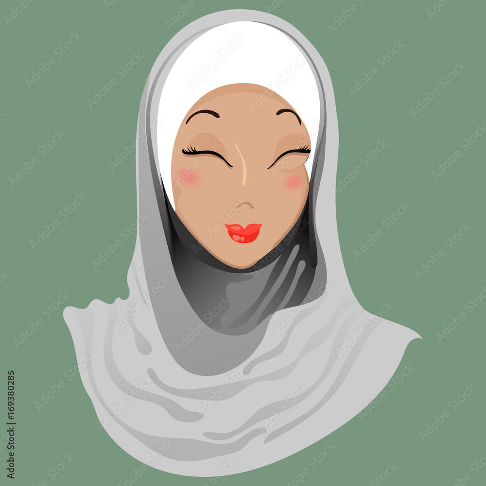 Emoticon. Muslim girl. Delight Emoticon. Muslim girl. Delight