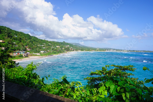 View to the Long bay beach and surrounding areas in Portland Parish in the East coast of Jamaica on 30 December 2013.