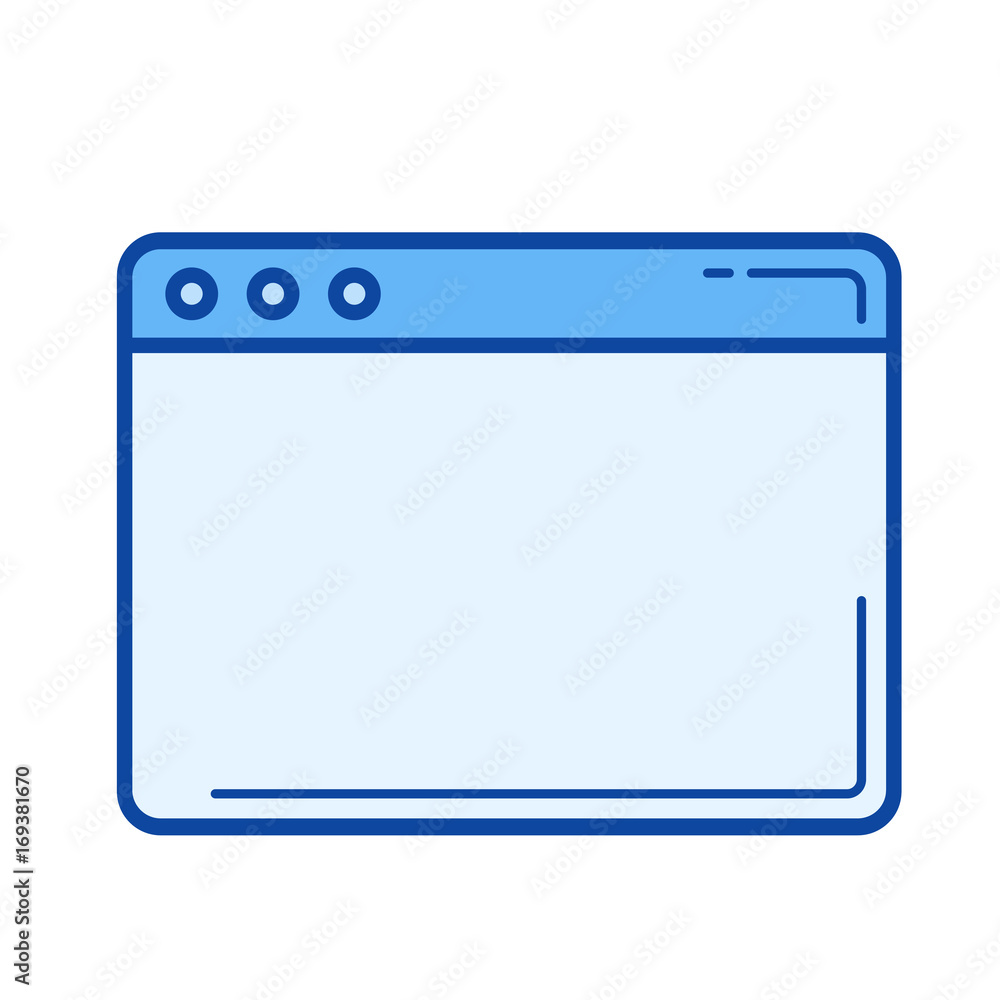 Web window vector line icon isolated on white background. Web window line icon for infographic, website or app. Blue icon designed on a grid system. Web window vector line icon isolated on white background. Web window line icon for infographic, website or app. Blue icon designed on a grid system.