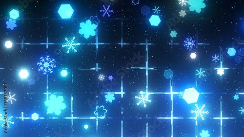 格子と雪結晶のイメージ背景