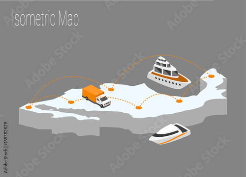 Map Mexico isometric concept.