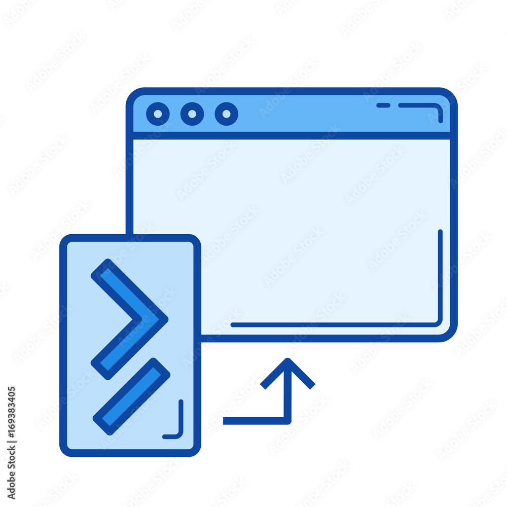 Code update vector line icon isolated on white background Code update vector line icon isolated on white background