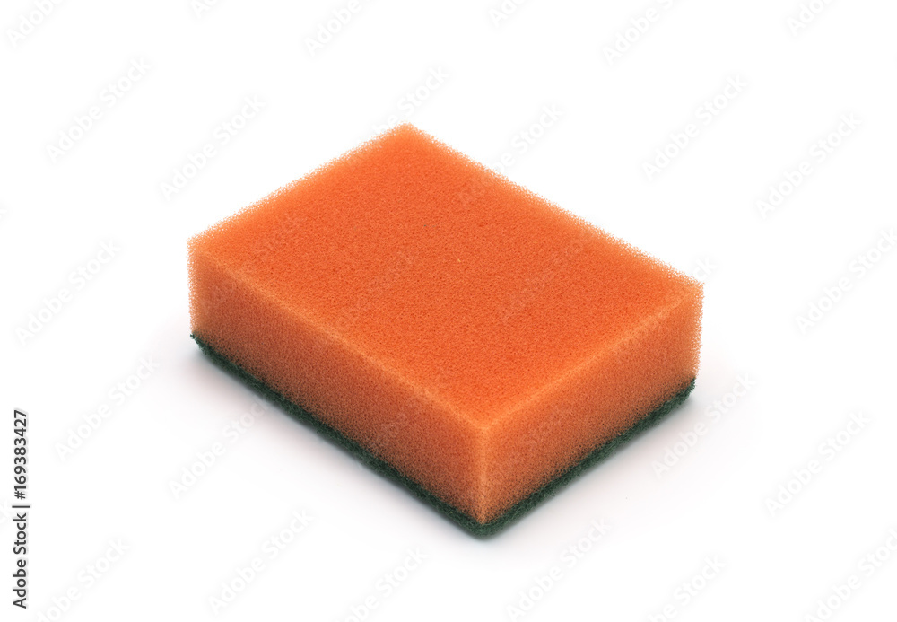 Four yellow sponges for washing dishes isolated on white background Four yellow sponges for washing dishes isolated on white background