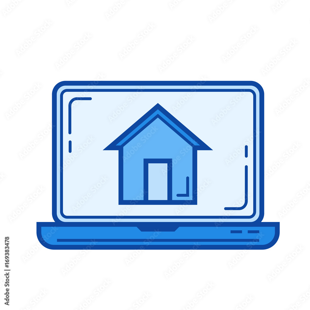 Corporate website vector line icon isolated on white background. Corporate website line icon for infographic, website or app. Blue icon designed on a grid system. Corporate website vector line icon isolated on white background. Corporate website line icon for infographic, website or app. Blue icon designed on a grid system.