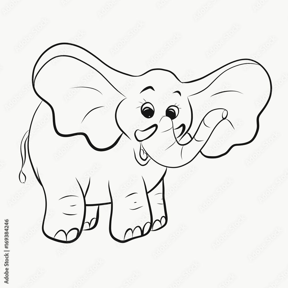 Fototapeta premium Cheerful elephant, coloring