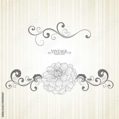 Floral frame with flower dahlia. Element for design. Vector illustration.