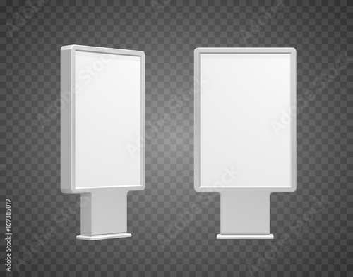 Set of Outdoor white lightbox citylight advertising stand, isolated on transparent background. POS POI. Multimedia stand template. Vector illustration. photo