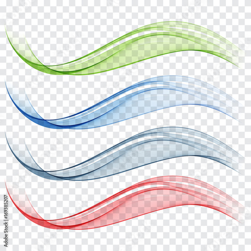 Set of abstract waves. Blue, green and red colorsVector illustration photo