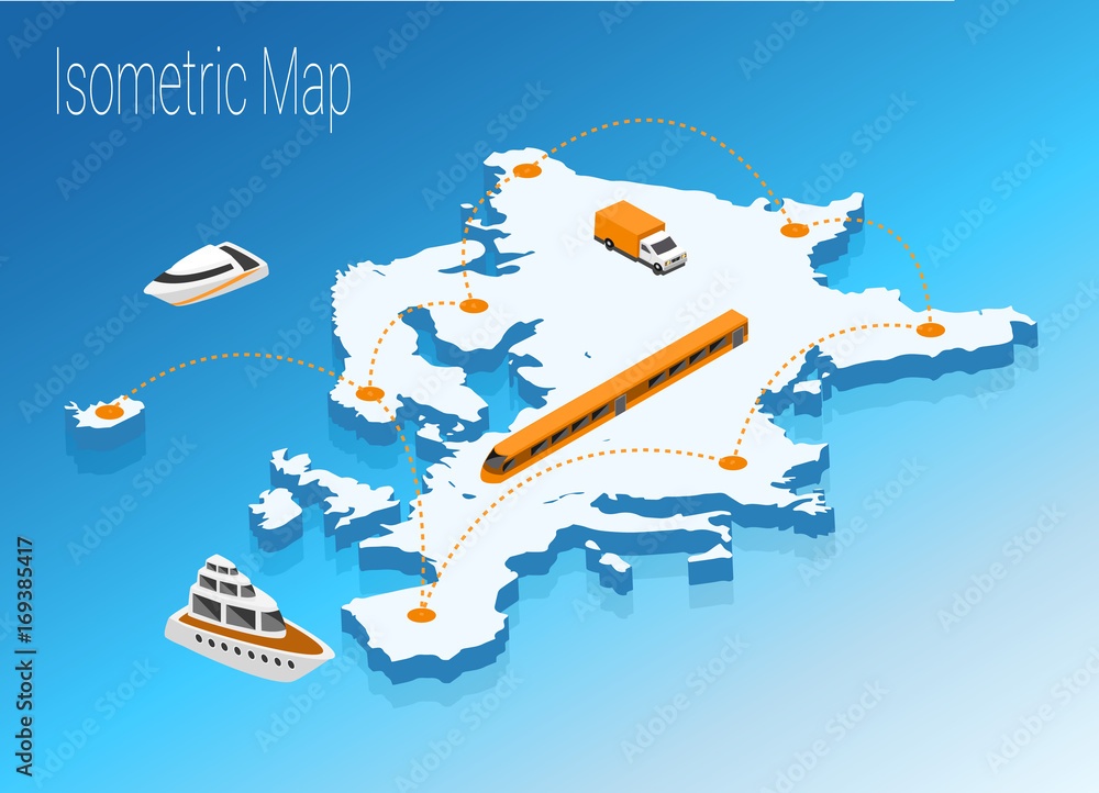 Map Europe isometric concept. - obrazy, fototapety, plakaty 