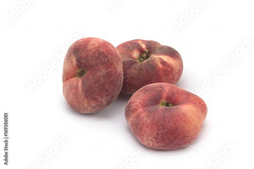 Flat peach isolated on white background