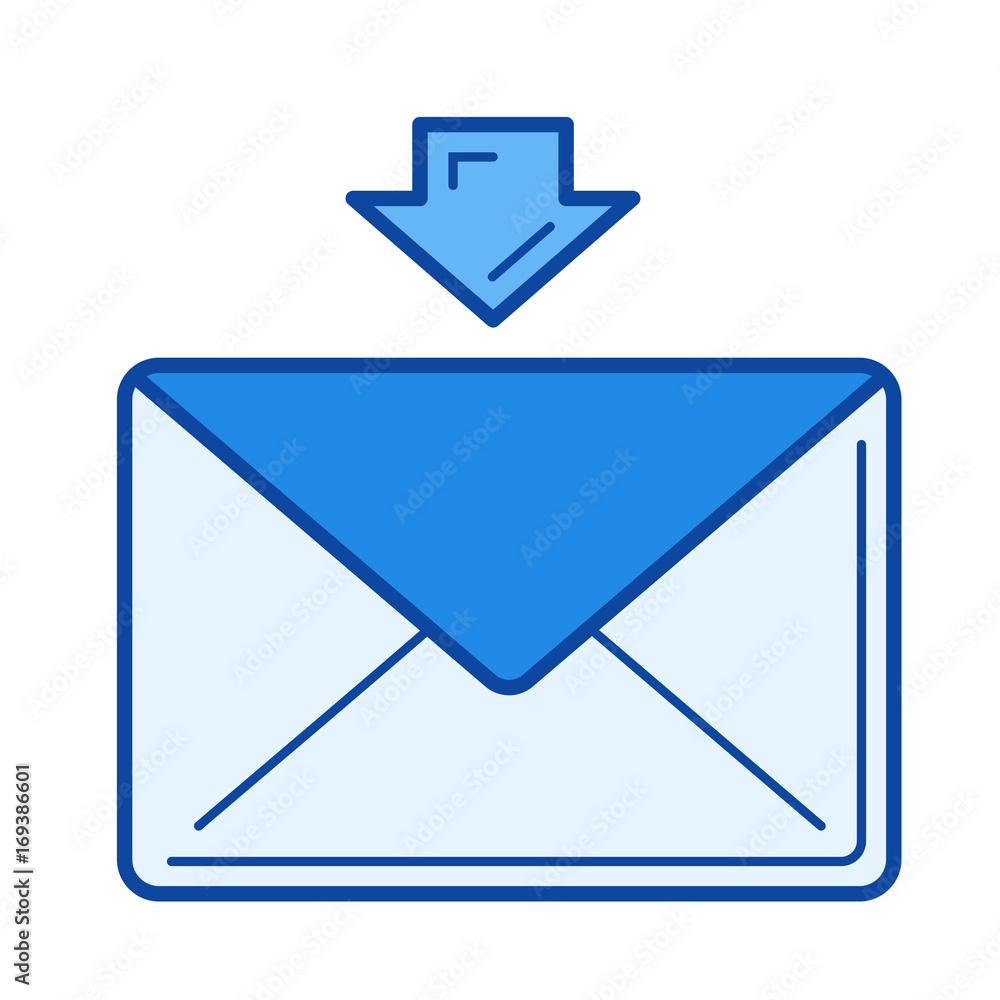 Receive message vector line icon isolated on white background. Receive message line icon for infographic, website or app. Blue icon designed on a grid system. Receive message vector line icon isolated on white background. Receive message line icon for infographic, website or app. Blue icon designed on a grid system.