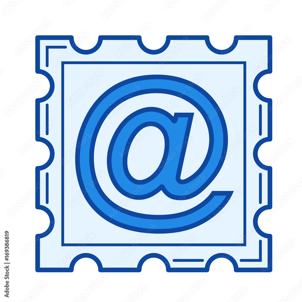 Email postcard vector line icon isolated on white background. Email postcard line icon for infographic, website or app. Blue icon designed on a grid system. Email postcard vector line icon isolated on white background. Email postcard line icon for infographic, website or app. Blue icon designed on a grid system.