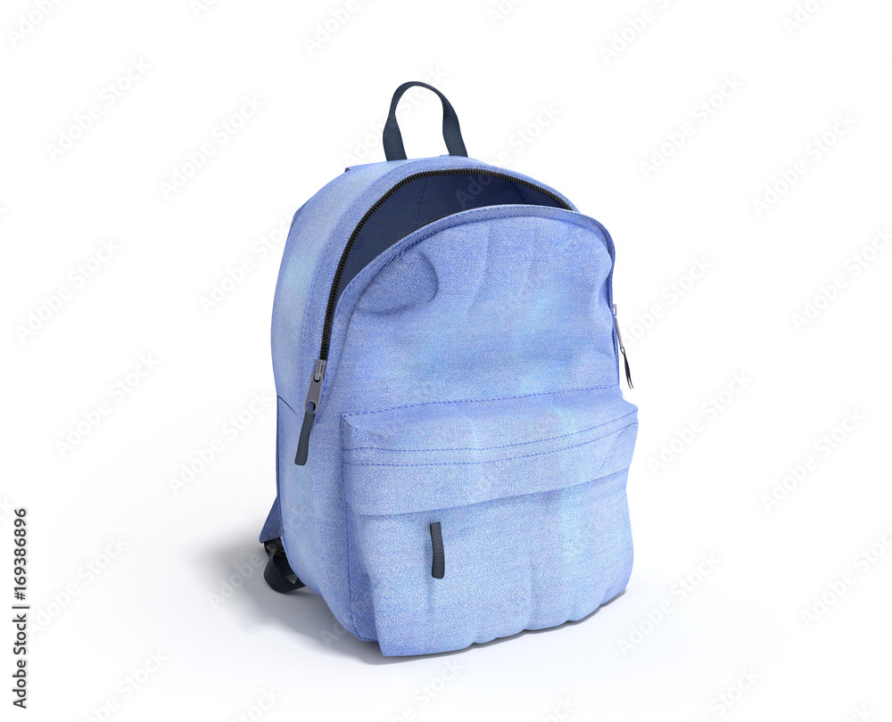 open Backpack bag school 3d render on white gradient