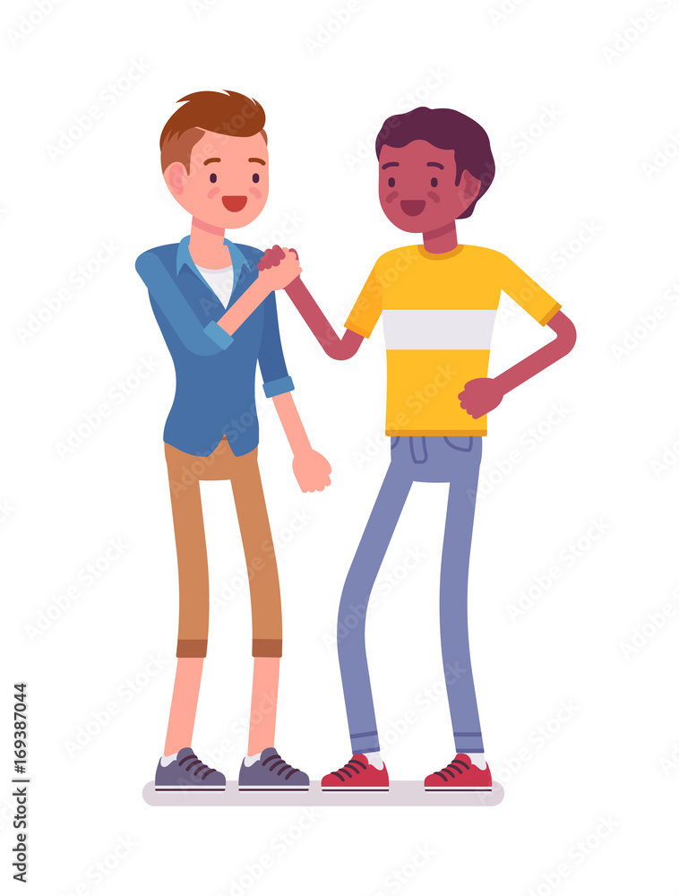 Young men greeting hands holding Young men greeting hands holding