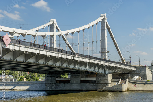View of the Crimean (Krymsky) bridge across the Moscow River