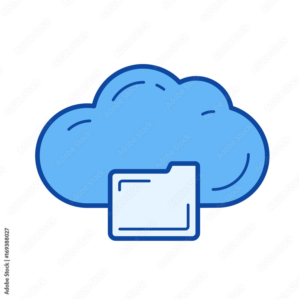 Cloud storage vector line icon isolated on white background. Cloud storage line icon for infographic, website or app. Blue icon designed on a grid system. Cloud storage vector line icon isolated on white background. Cloud storage line icon for infographic, website or app. Blue icon designed on a grid system.