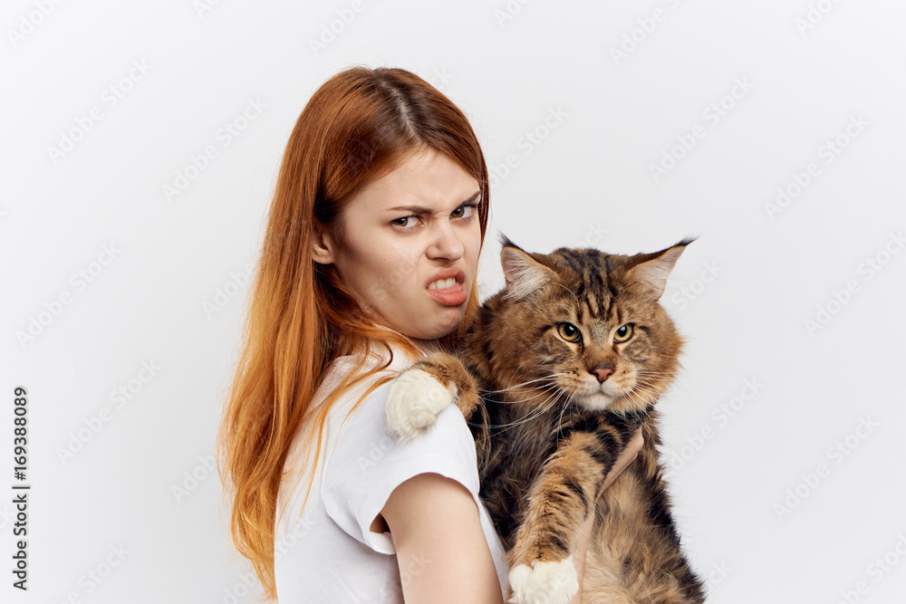 Emotions, woman holding a cat