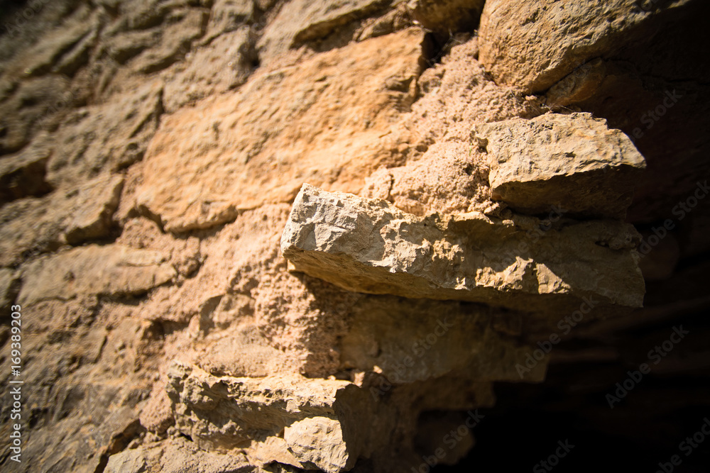 Fototapeta premium Part of an ancient medieval limestone fortress