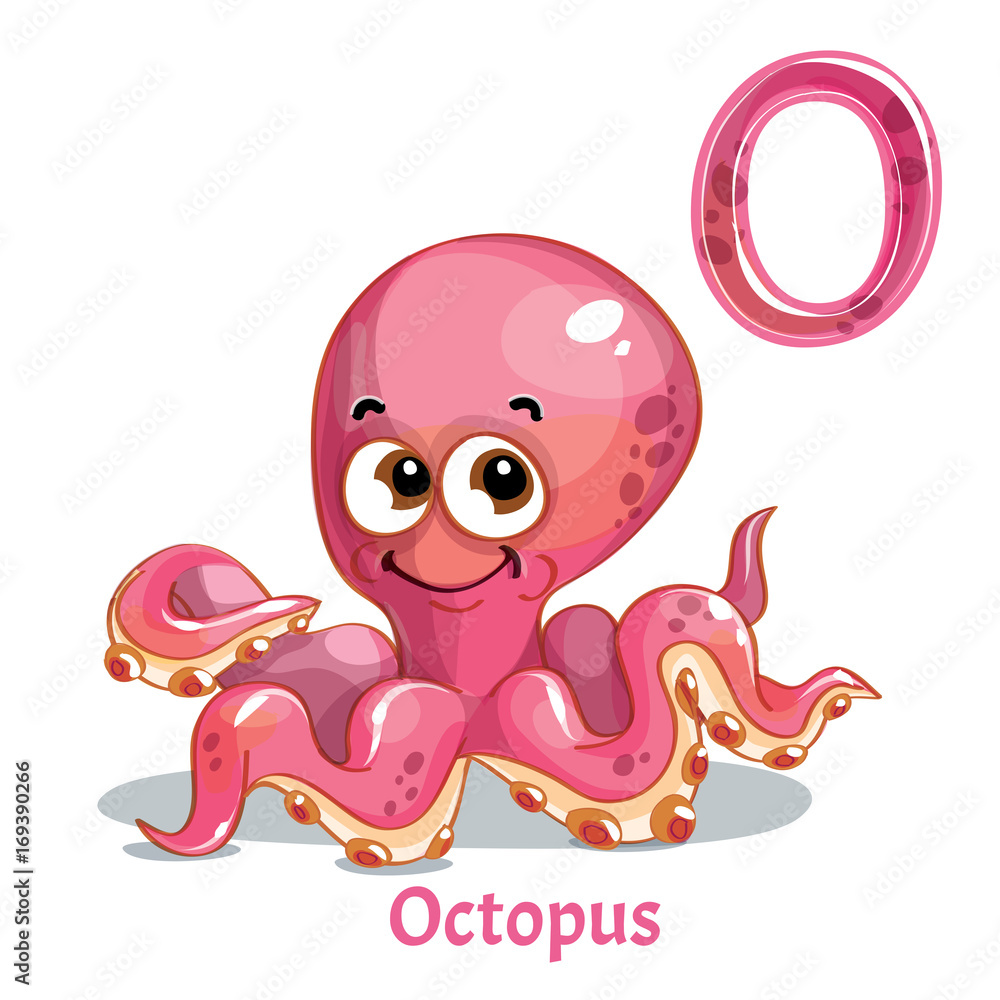 Vector alphabet letter O. Octopus Vector alphabet letter O. Octopus