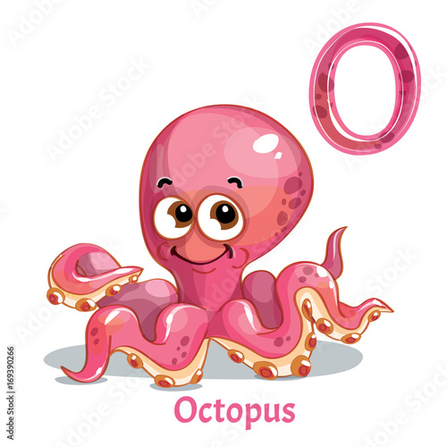 Vector alphabet letter O. Octopus