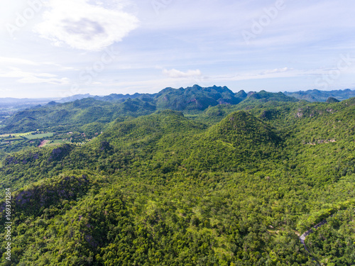Aerial view of Green rain-forest mountain