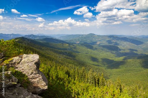 View of Carpathians from the top of Yavirnyk-Gorgan mountain, Ukraine photo