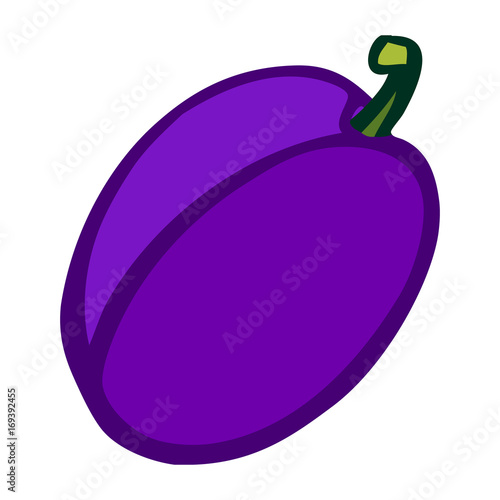 Plum. Isolated object. Flat vector image.