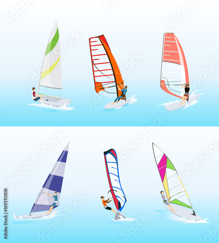 Windsurfing sport set.