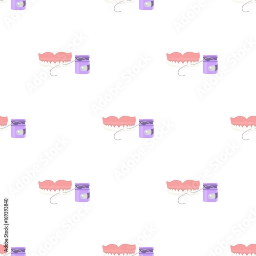 Cleaning the teeth with a Silk dental floss. Stomatology single icon in cartoon style vector symbol stock illustration web.