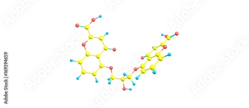 Cromoglicic acid molecular structure isolated on white