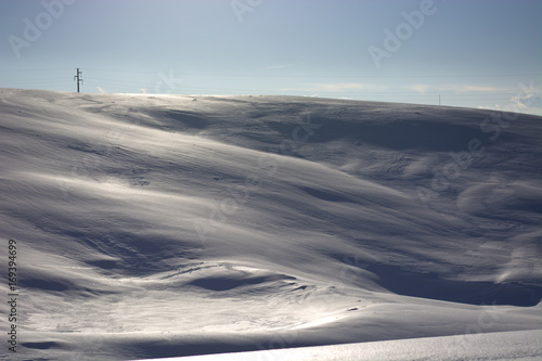 The white panorama of snow on the glacier photo