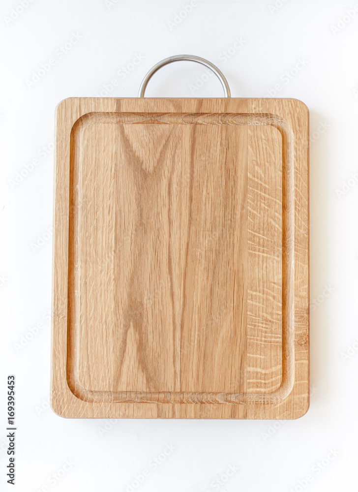 Fototapeta premium wooden kitchen board on white background