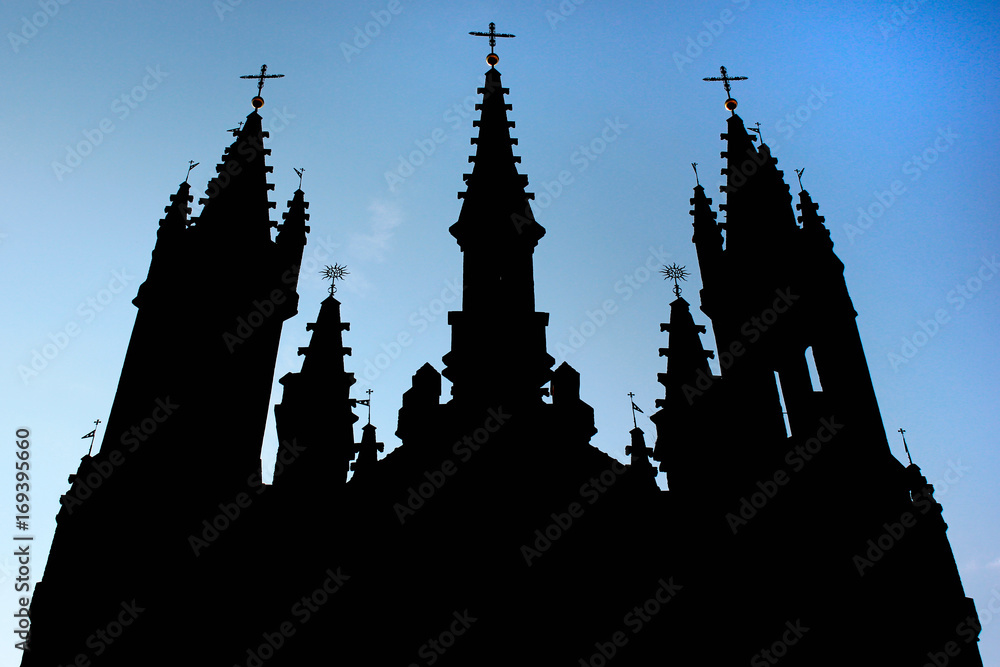 Silhouette of church of St. Anne in Vilnius, Lithuania