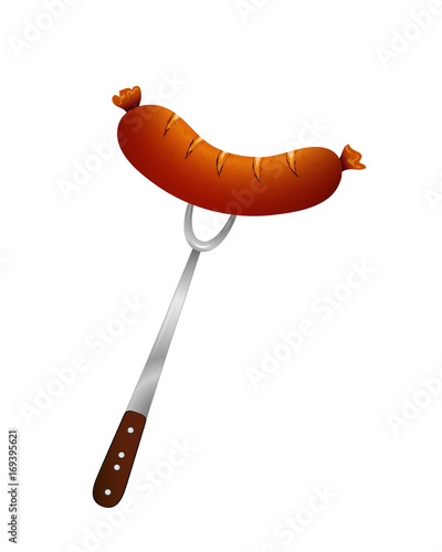 Grillbratwurst
Oktoberfest Bratwurst
Gegrillte Wurst auf Grillgabel
Vektor Illustration isoliert auf weißem Hintergrund