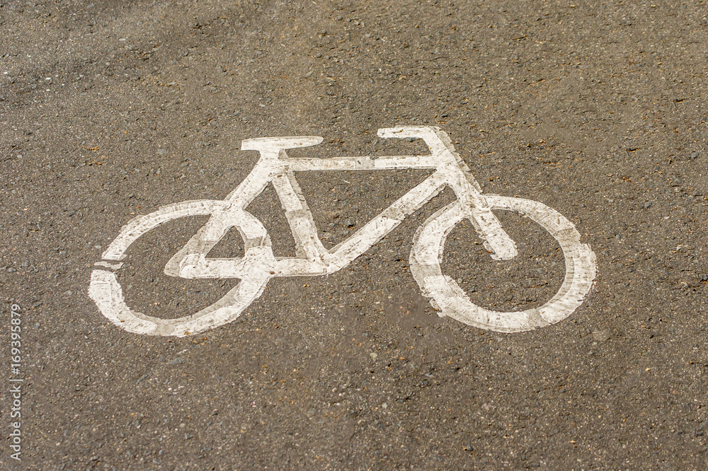 Bicycle road sign on the road. Bicycle road sign on the road.