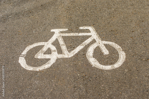 Bicycle road sign on the road.