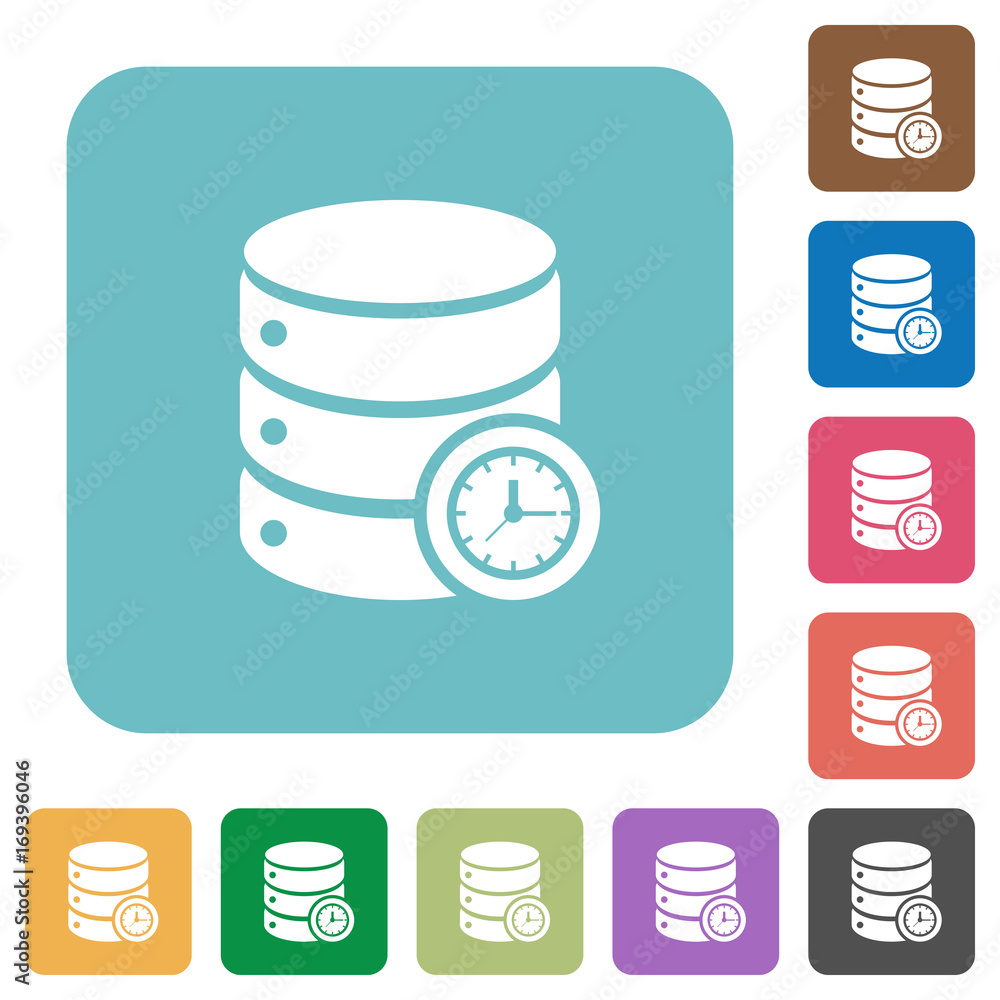 Database timed events rounded square flat icons Database timed events rounded square flat icons