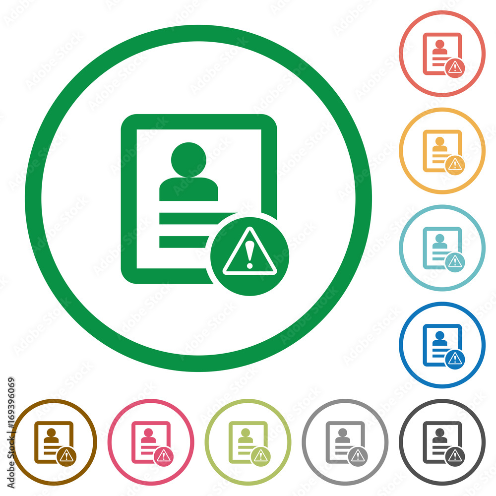Contact warning flat icons with outlines Contact warning flat icons with outlines