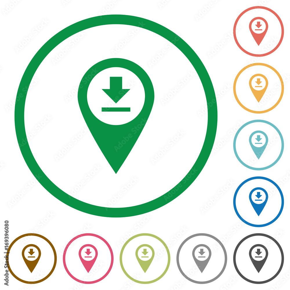 Download GPS map location flat icons with outlines Download GPS map location flat icons with outlines
